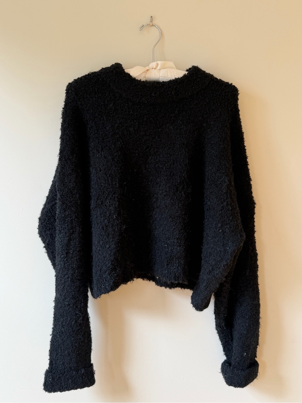We The Free Black Textured Crewneck Sweater